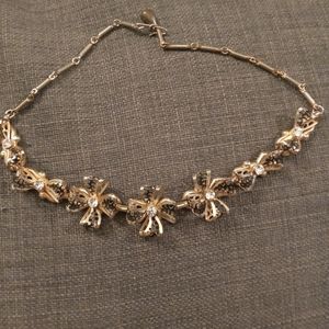 VTG Gold Bow Necklace